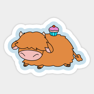 Cupcake Highland Cow Sticker